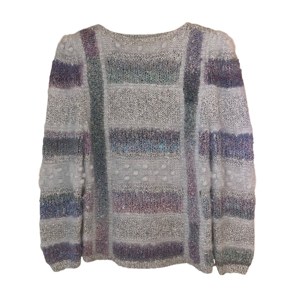 Imari Vintage Womens Sweater Size Large Multicolor Mixed Knit Puff Sleeve